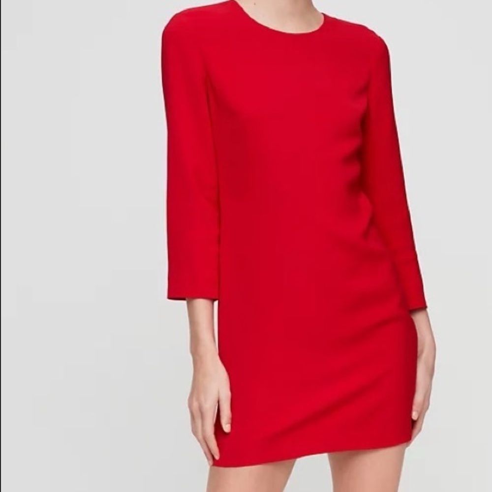 Babaton Red Long Sleeve Mini Dress Size 10 Viscose Classic Elegant NWT